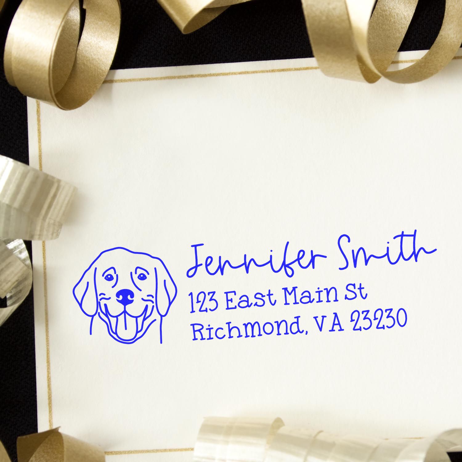 Wood Handle Labrador Dog Address Stamp Custom