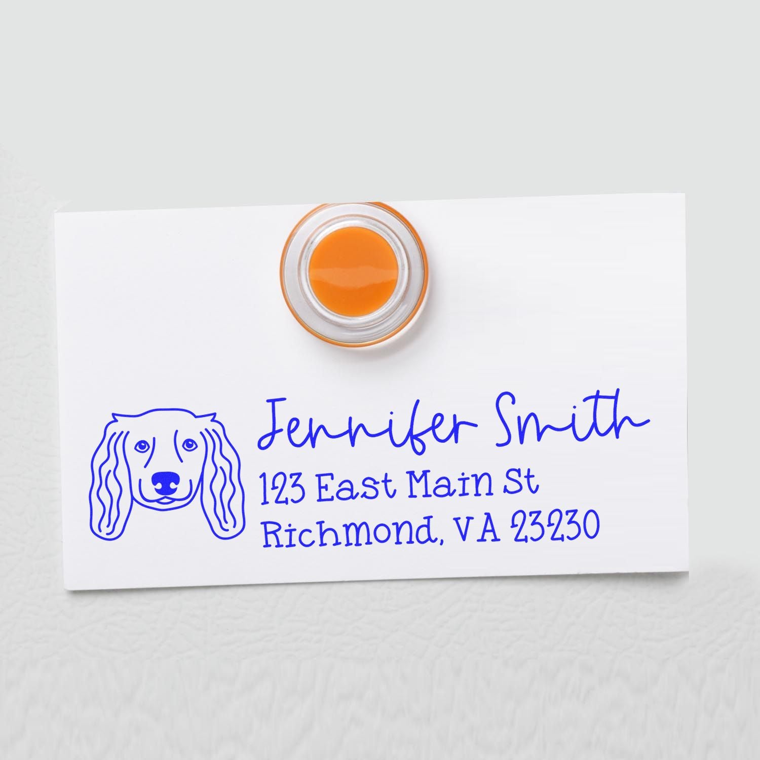 Long Haired Dachshund Dog Address Stamp Pre-Inked