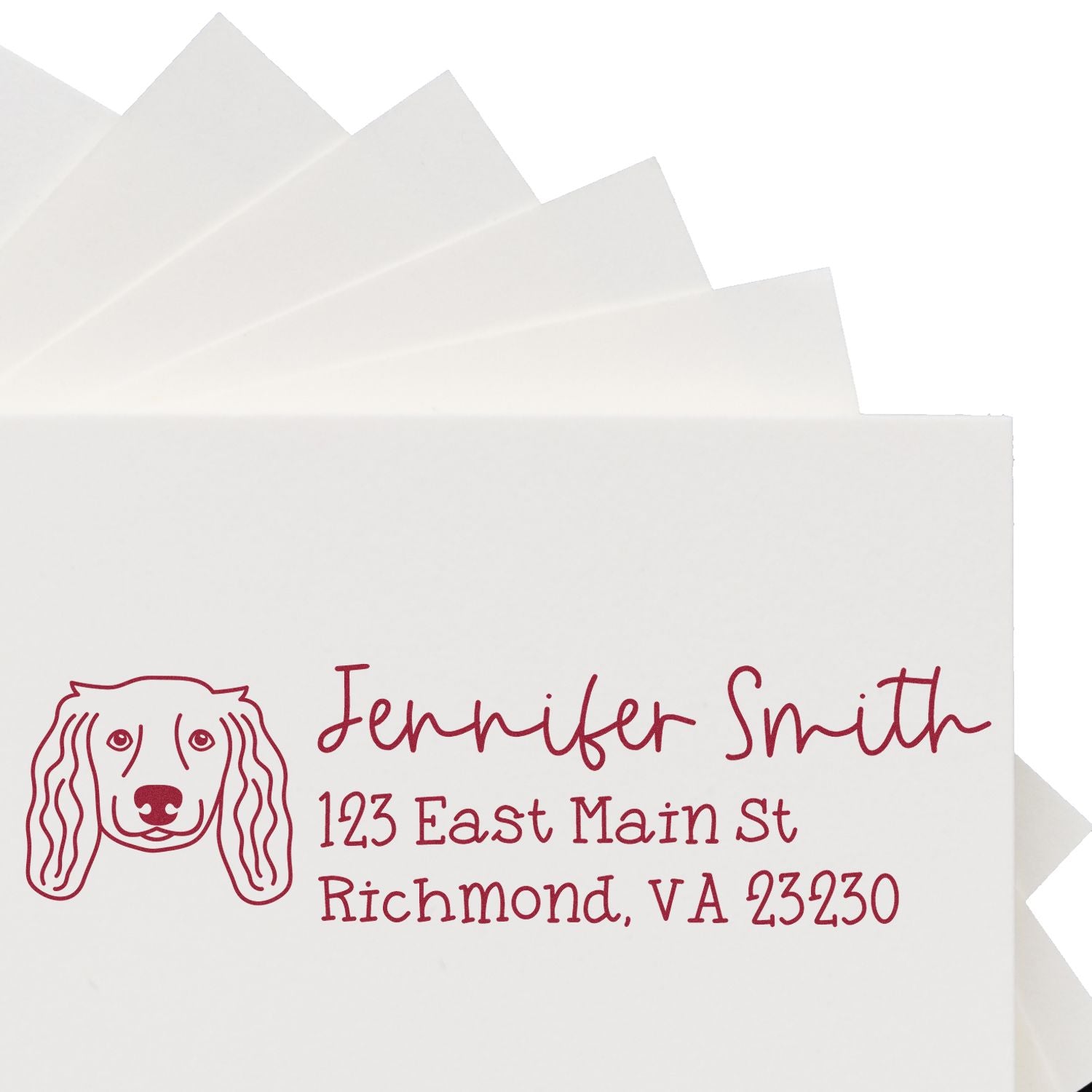 Slim Customized Address Stamp Long Haired Dachshund Dog Outline