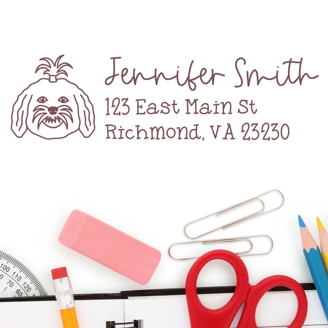 Self-Inking Maltese Dog Outline Return Address Stamp Personalized