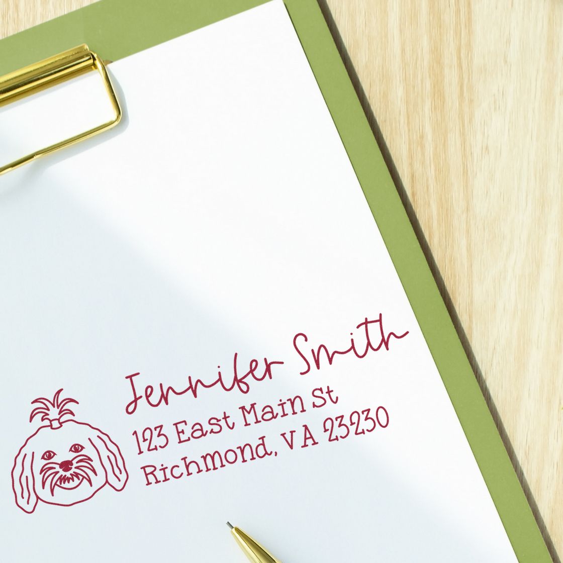 Self-Inking Maltese Dog Outline Return Address Stamp Personalized