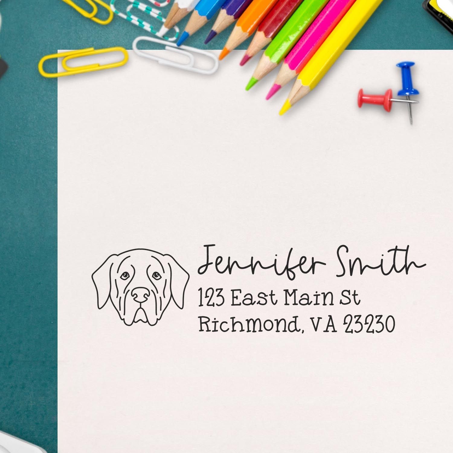 Self-Inking Mastiff Dog Outline Return Address Stamp Personalized