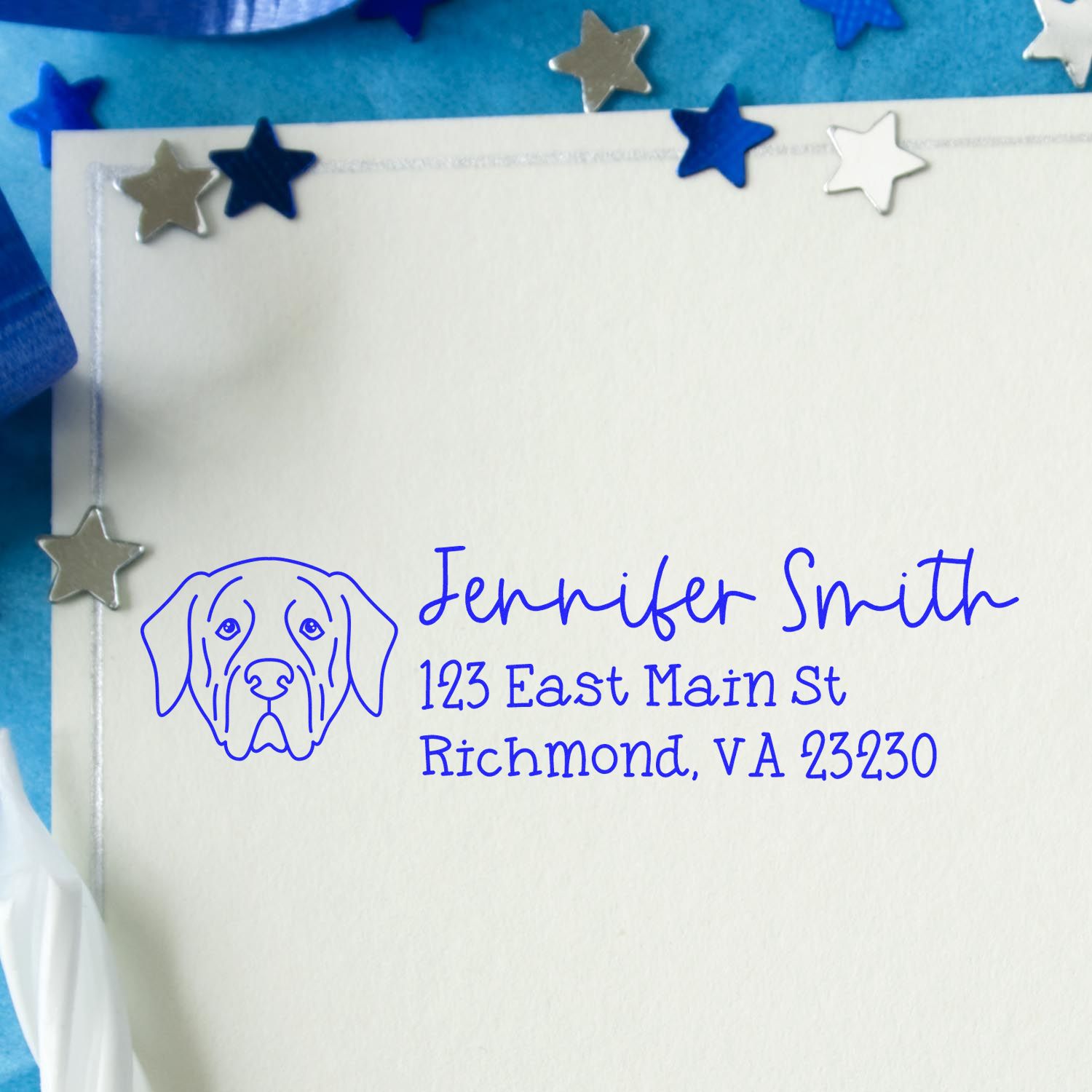 Slim Customized Address Stamp Mastiff Dog Outline