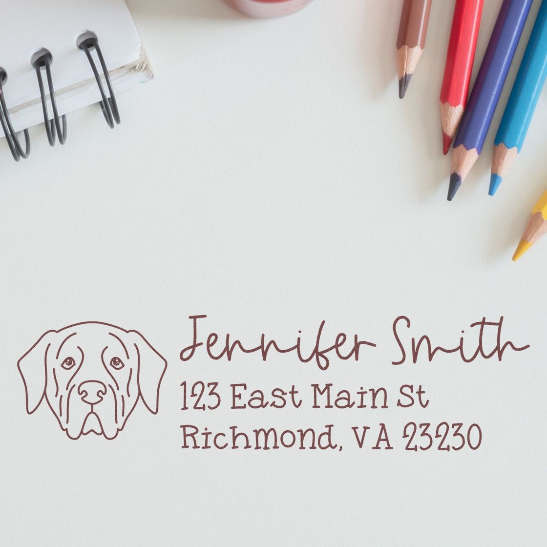 Self-Inking Mastiff Dog Outline Return Address Stamp Personalized