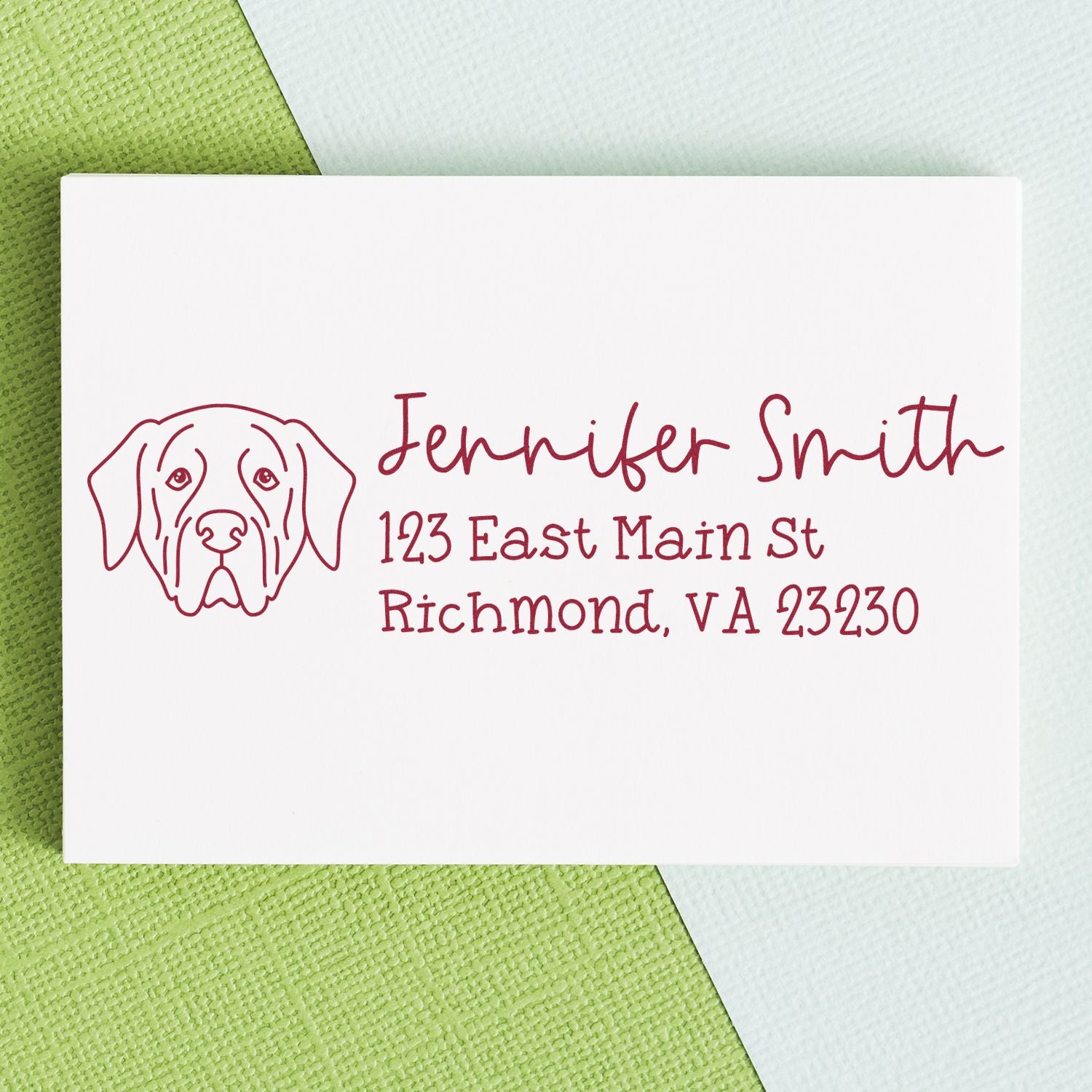 Wood Handle Mastiff Dog Address Stamp Custom