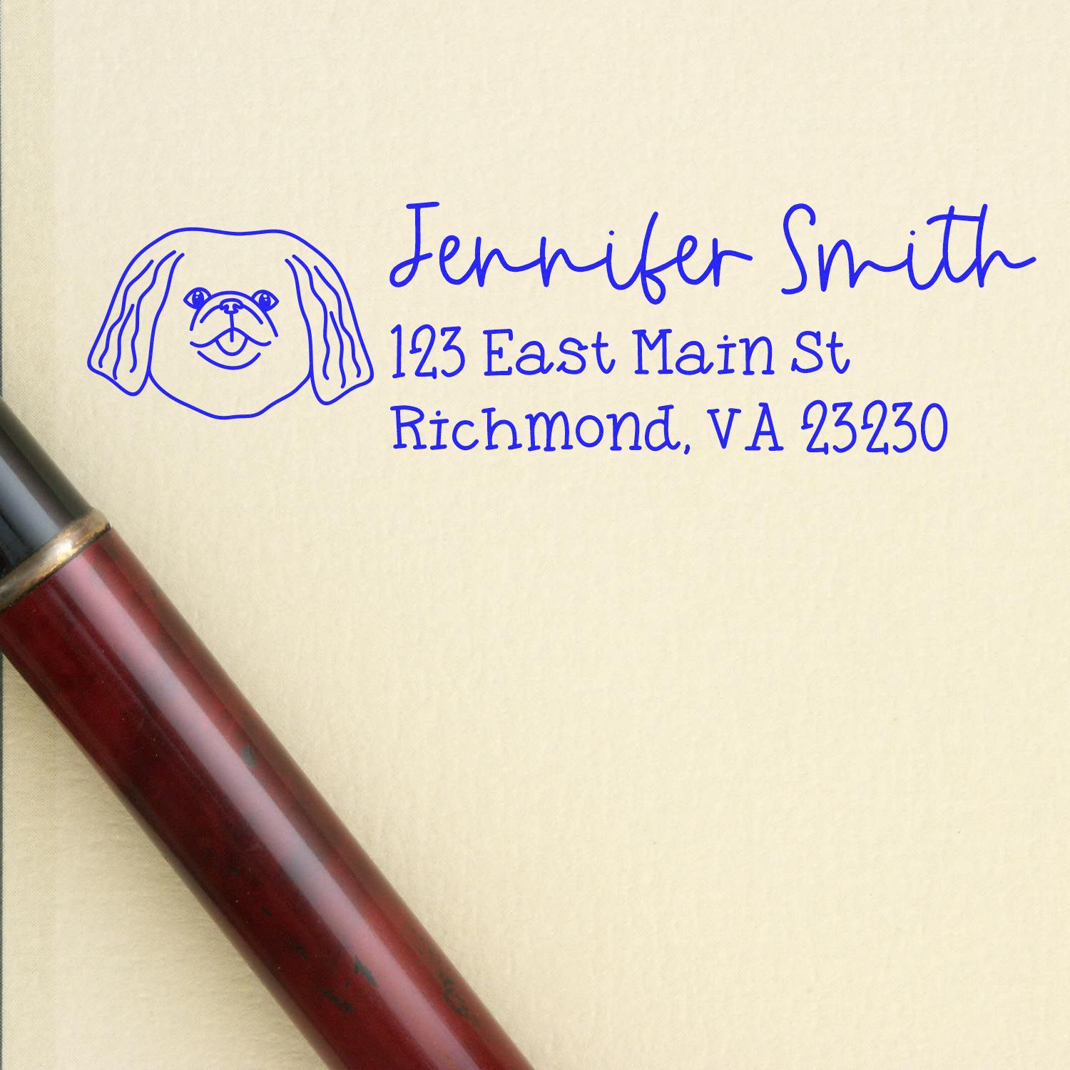 Self-Inking Pekingese Dog Outline Return Address Stamp Personalized