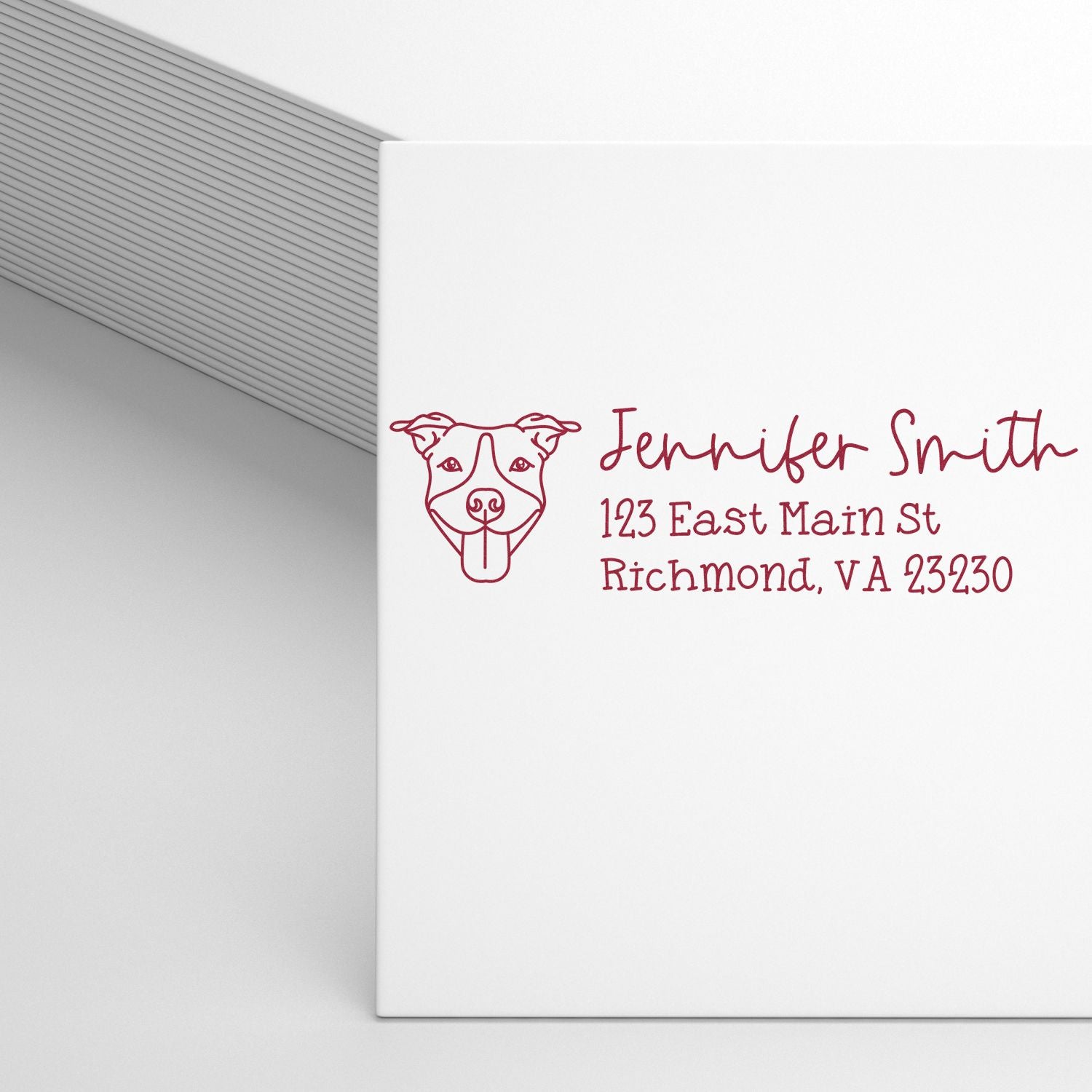 Self-Inking Pitbull Dog Outline Return Address Stamp Personalized