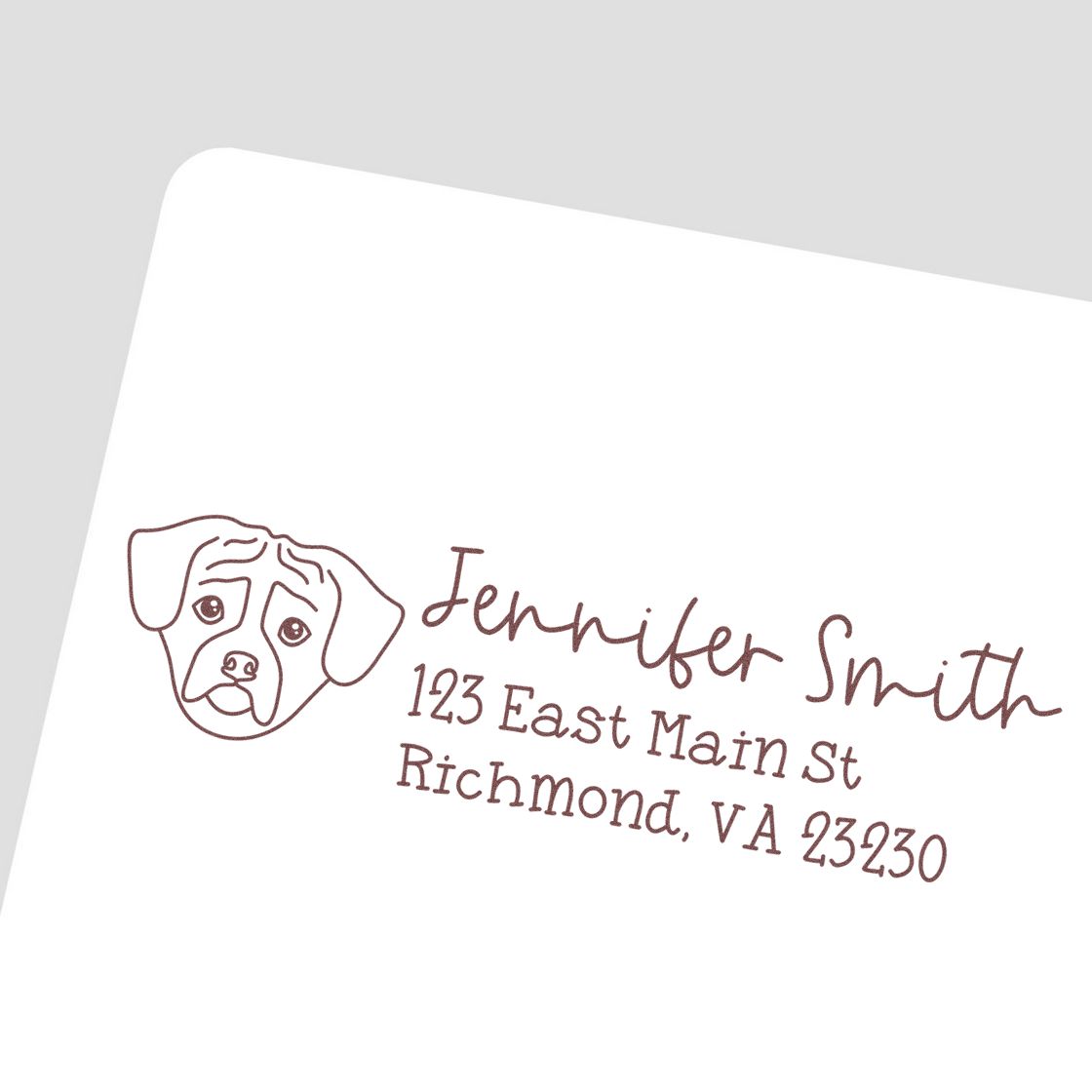 Wood Handle Pug Dog Address Stamp Custom