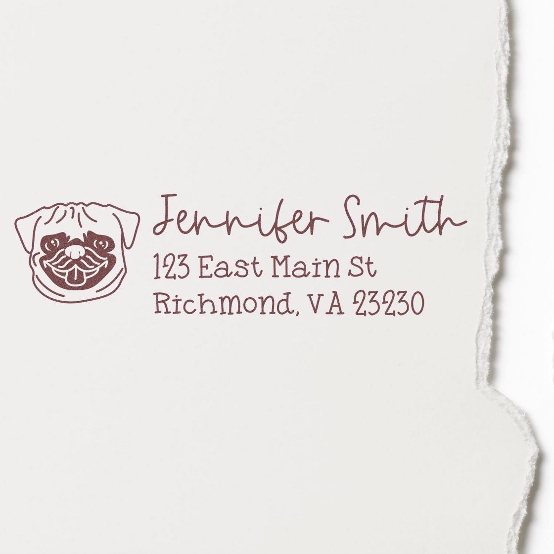 Wood Handle Puggle Dog Address Stamp Custom