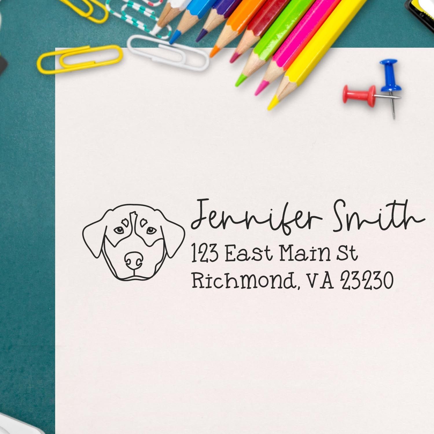 Wood Handle Rottweiler Dog Address Stamp Custom