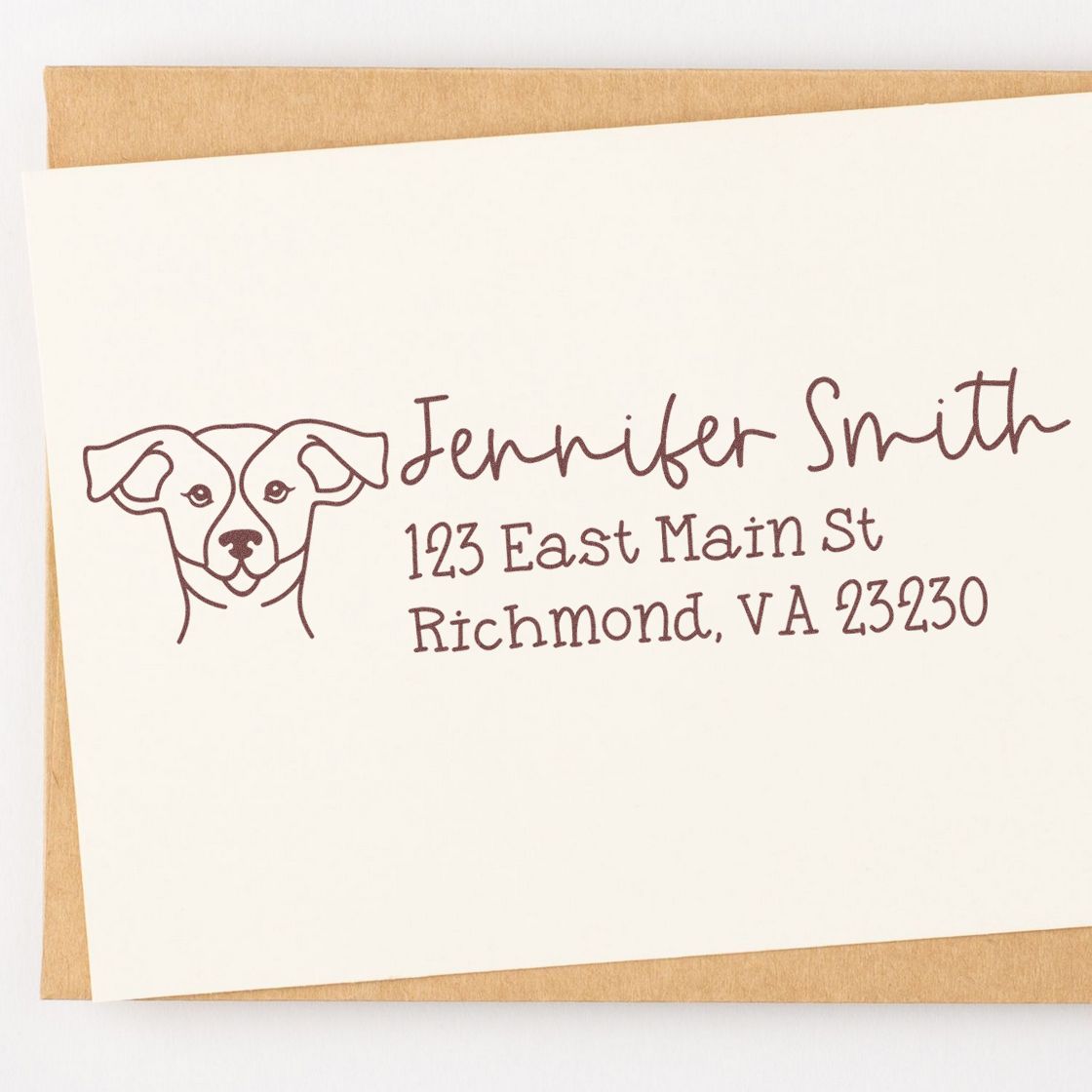 Wood Handle Russell Dog Address Stamp Custom