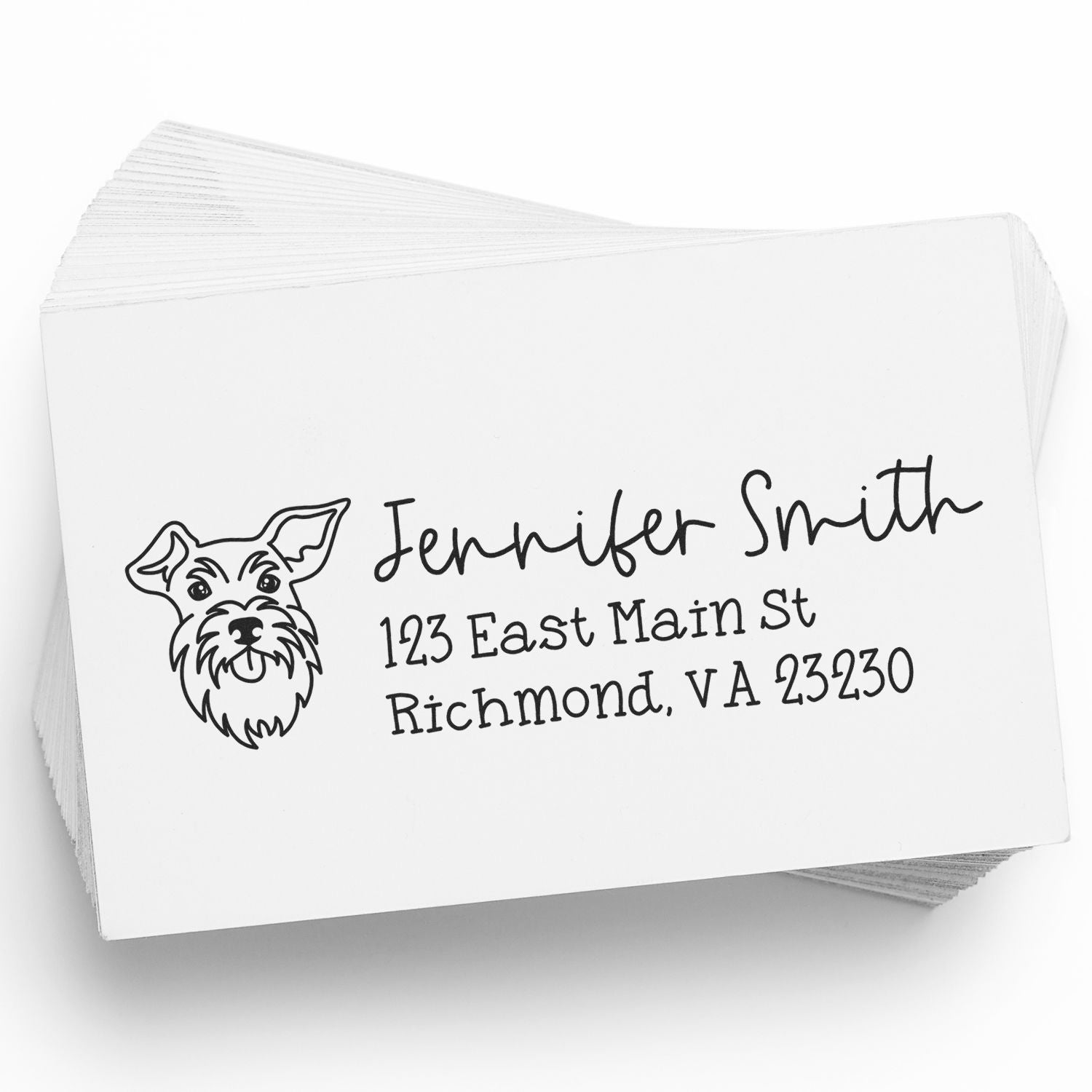 Wood Handle Schnauzer Dog Address Stamp Custom