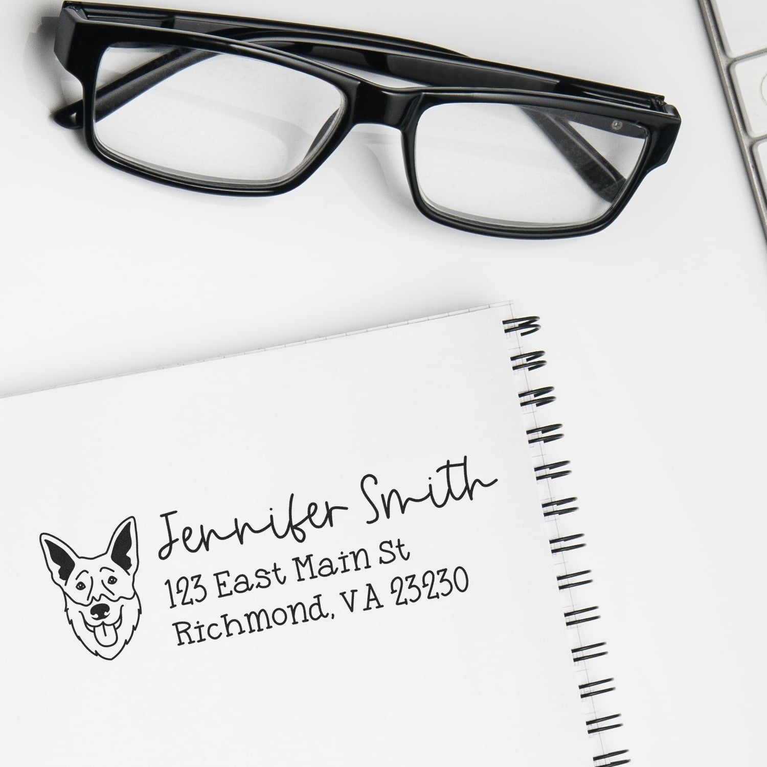 Wood Handle Shepsky Dog Address Stamp Custom