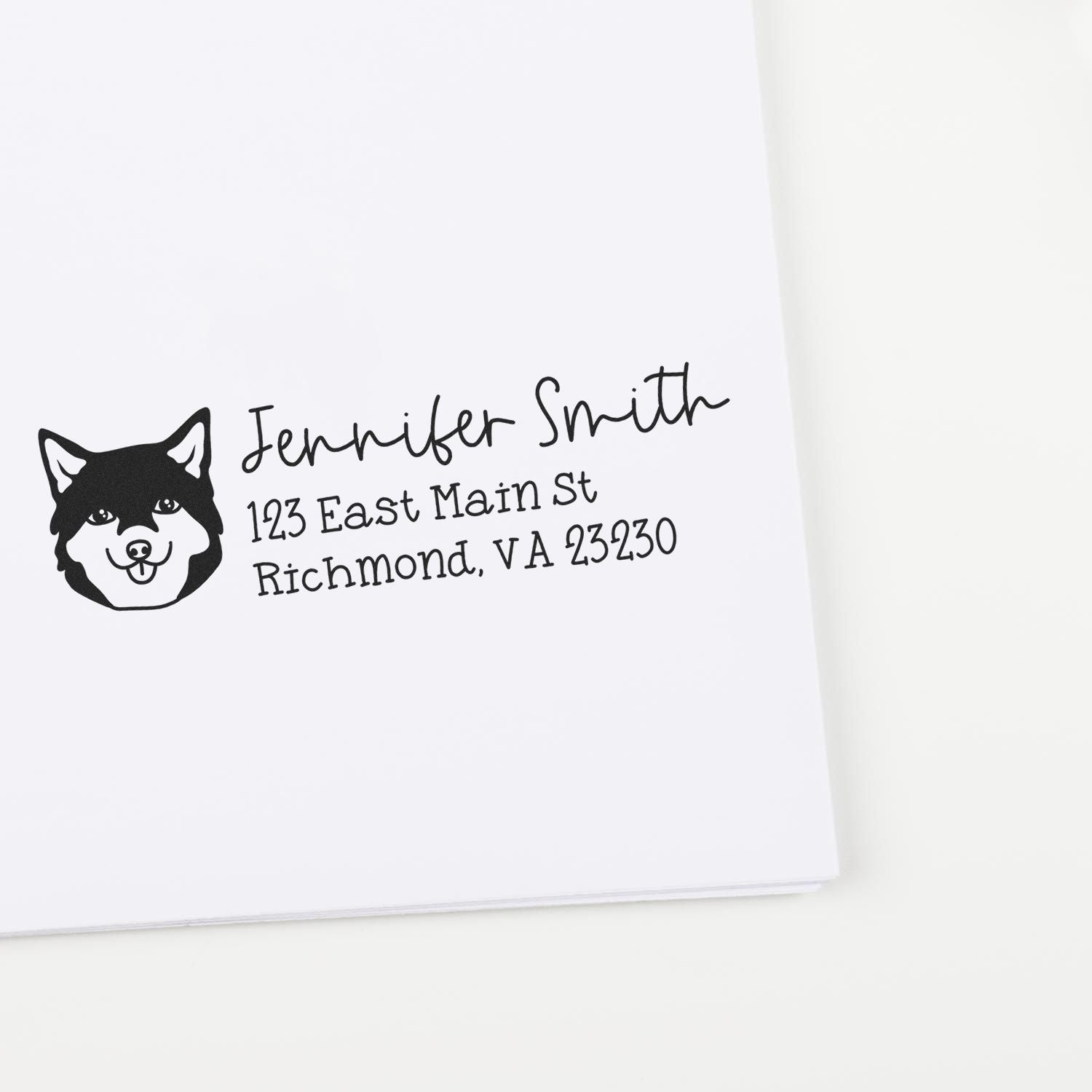 Wood Handle Shiba Dog Address Stamp Custom