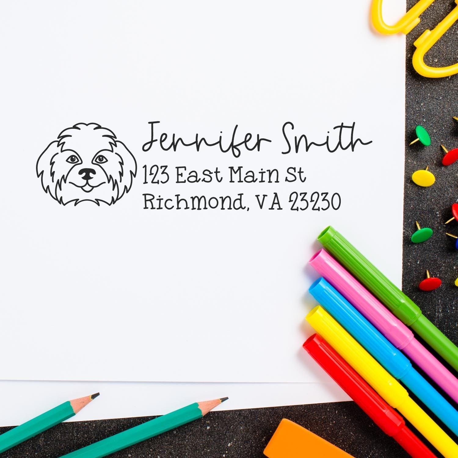 Self-Inking Shih Tzu Dog Outline Return Address Stamp Personalized