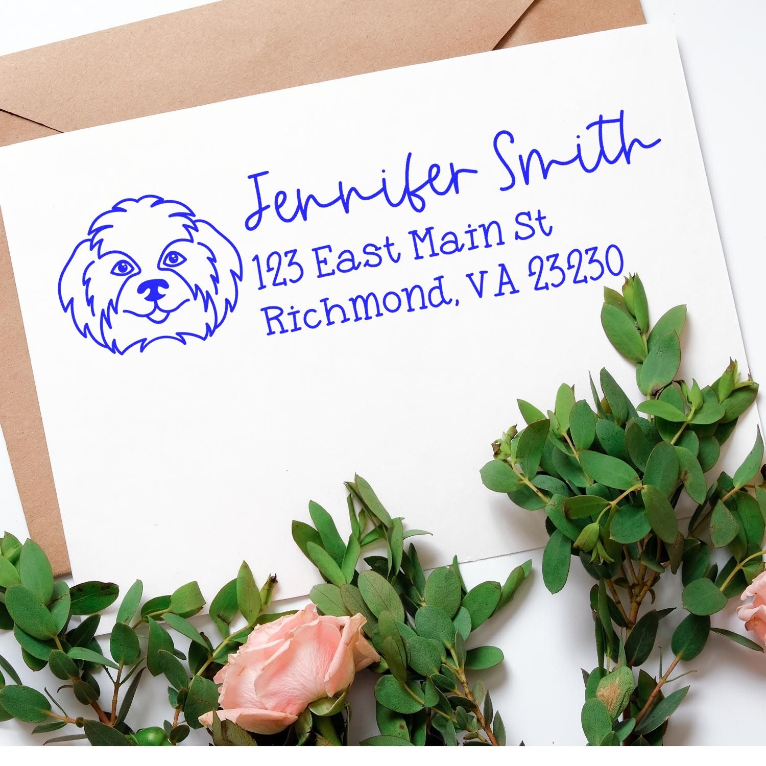 Self-Inking Shih Tzu Dog Outline Return Address Stamp Personalized