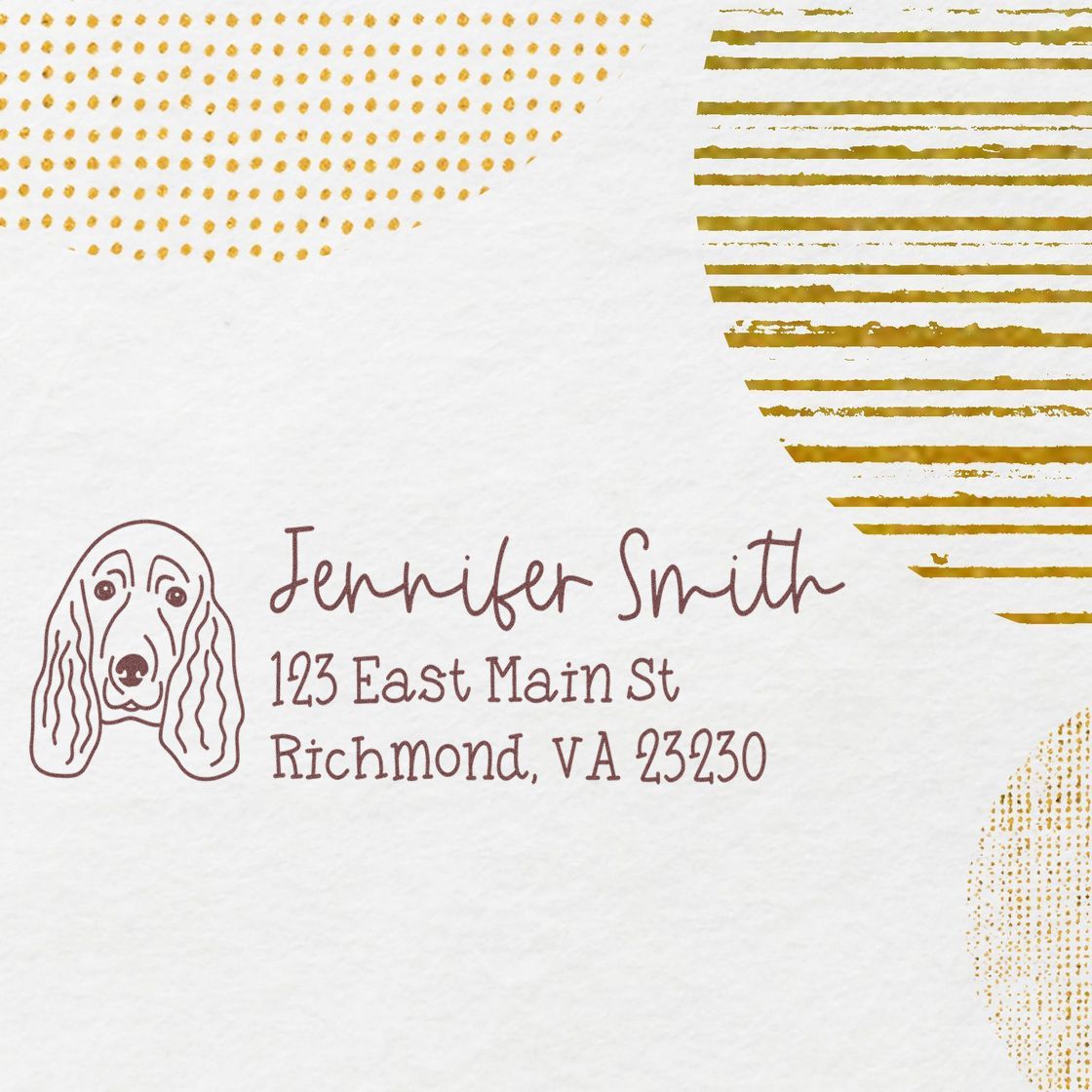 Wood Handle Spaniel Dog Address Stamp Custom