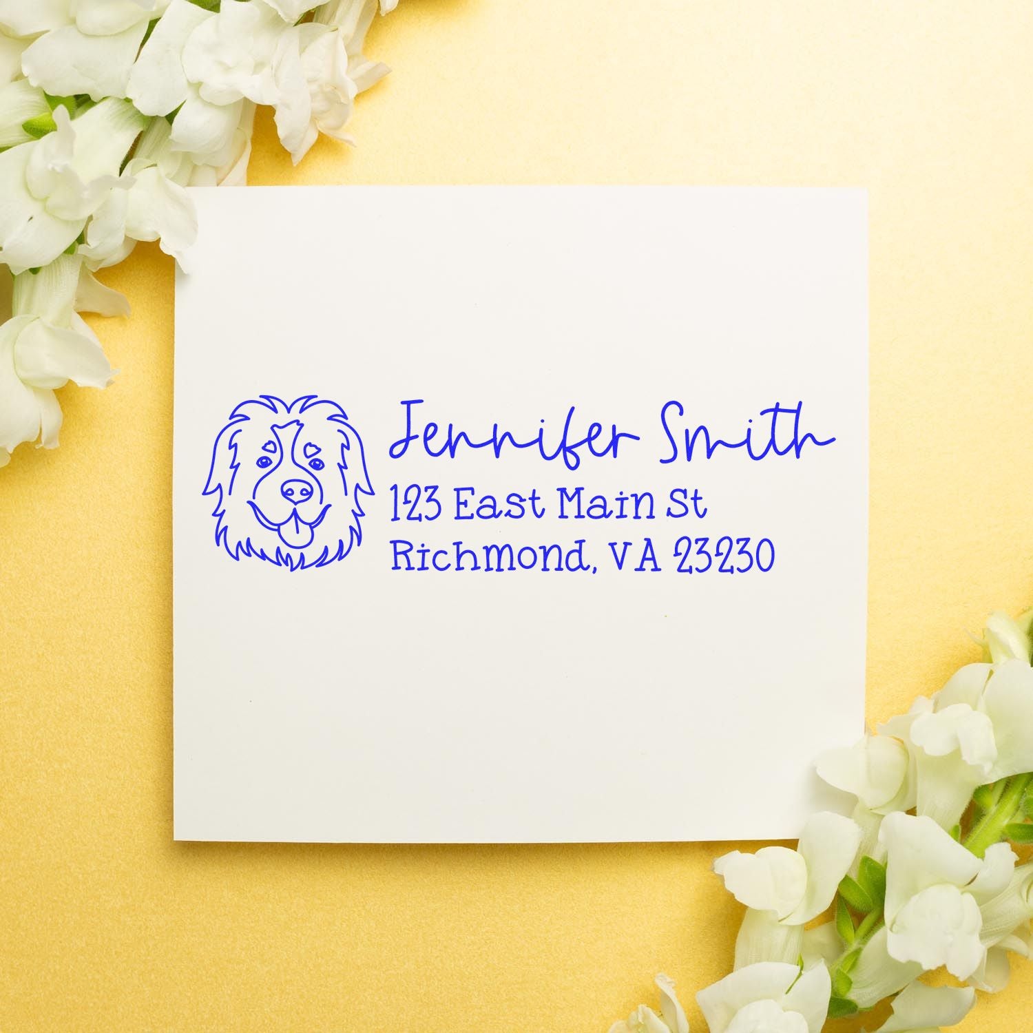 Self-Inking St Bernard Dog Outline Return Address Stamp Personalized