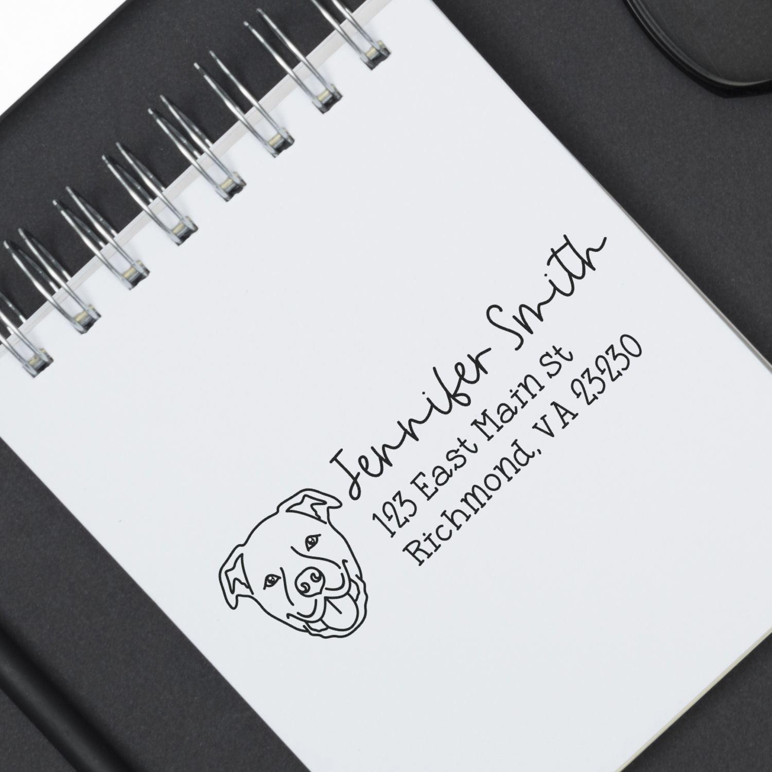 Self-Inking Staffordshire Bull Terrier Dog Outline Return Address Stamp Personalized