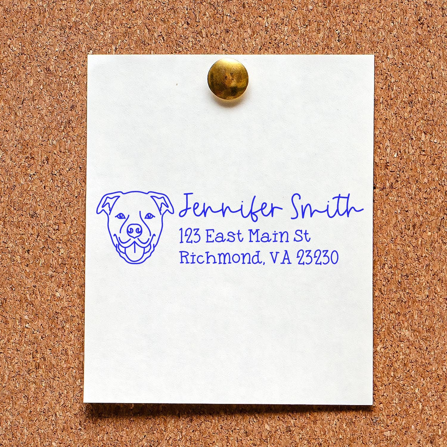 Self-Inking Staffordshire Bull Terrier Dog Outline Return Address Stamp Personalized