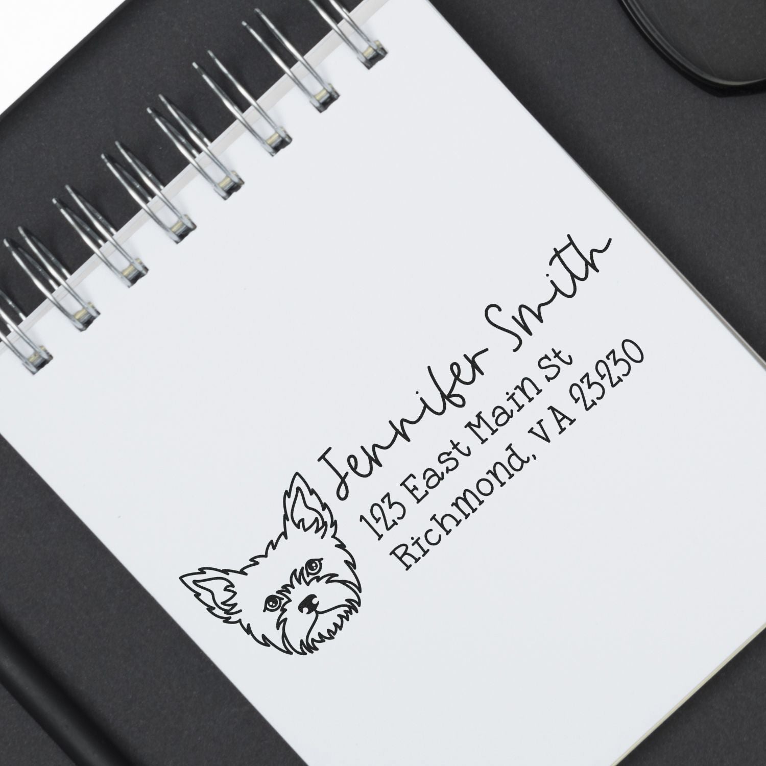 Self-Inking Yorkie Dog Outline Return Address Stamp Personalized