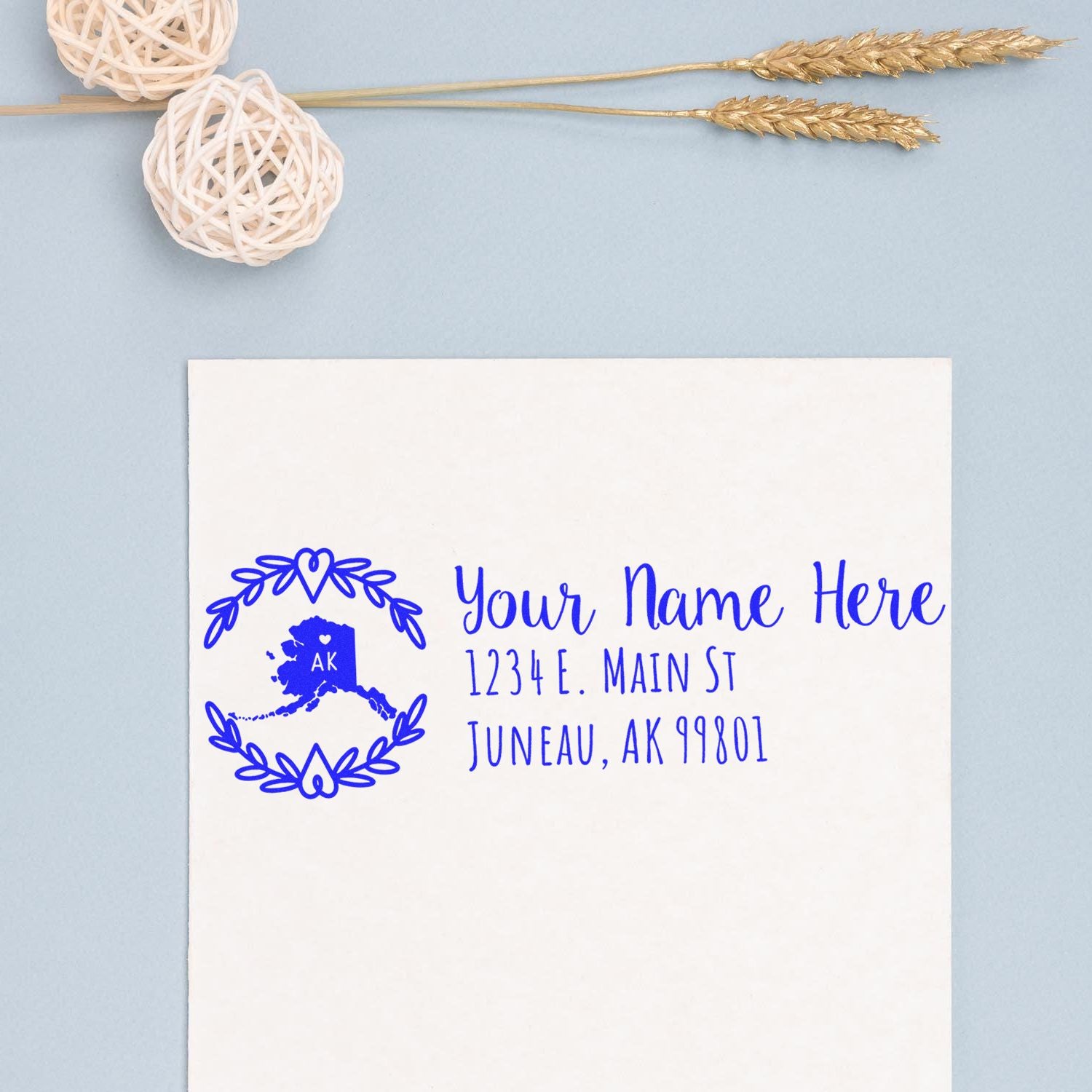 Slim Alaska Personalized Pre-Inked Address Stamp