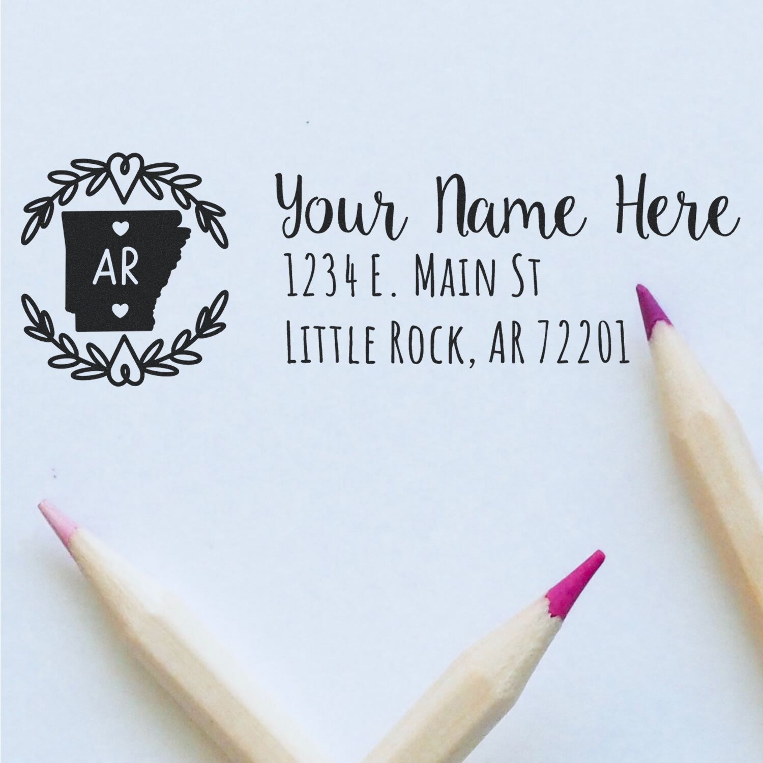 Slim Arkansas Personalized Pre-Inked Address Stamp