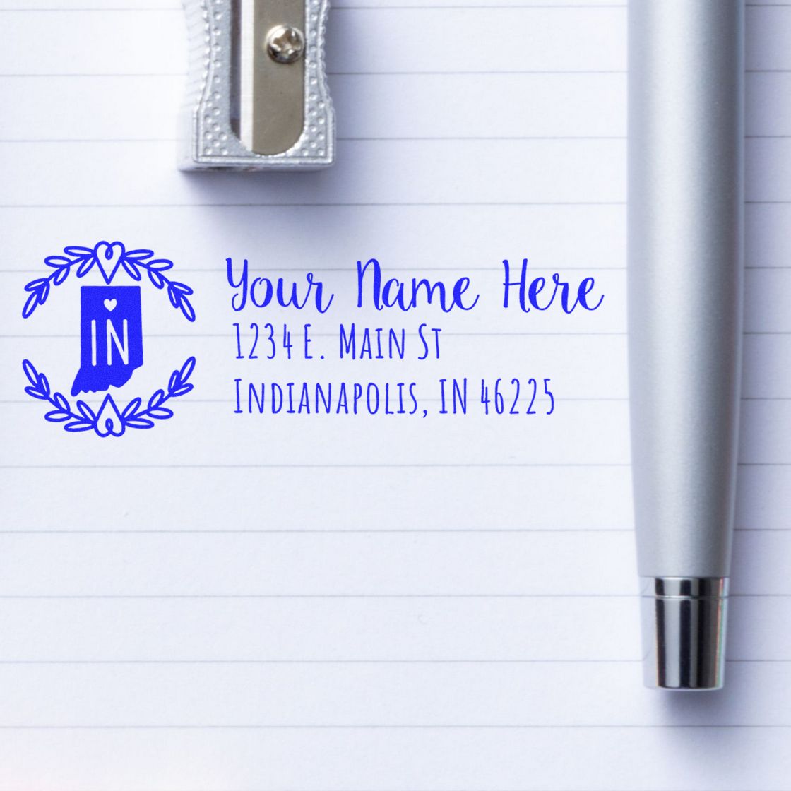 Slim Indiana Personalized Pre-Inked Address Stamp