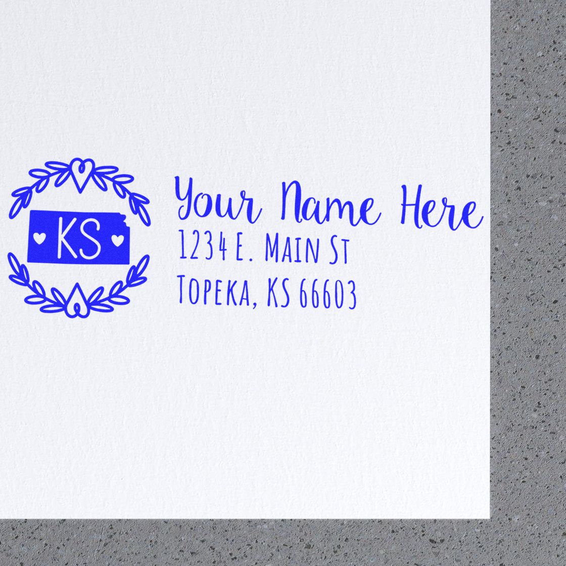 Slim Kansas Personalized Pre-Inked Address Stamp