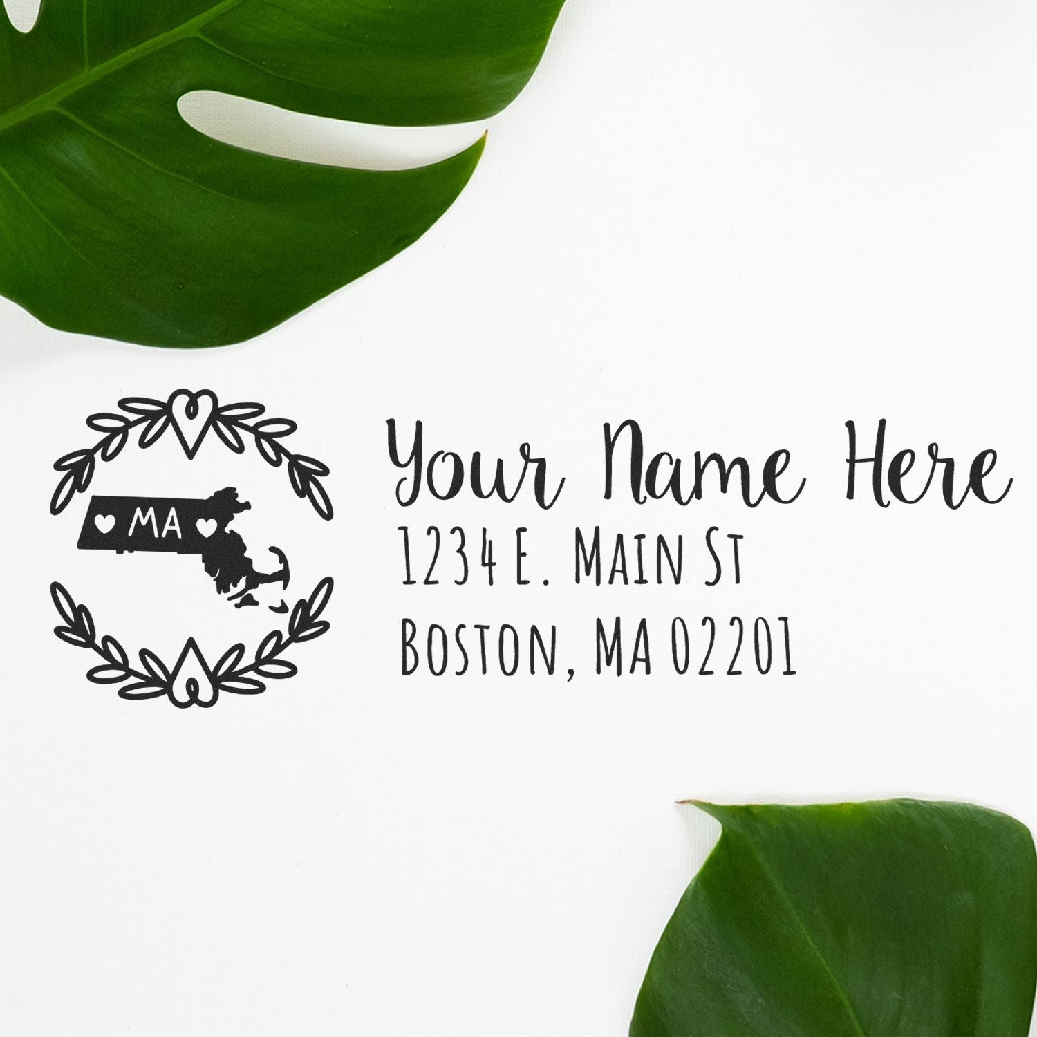 Slim Massachusetts Personalized Pre-Inked Address Stamp