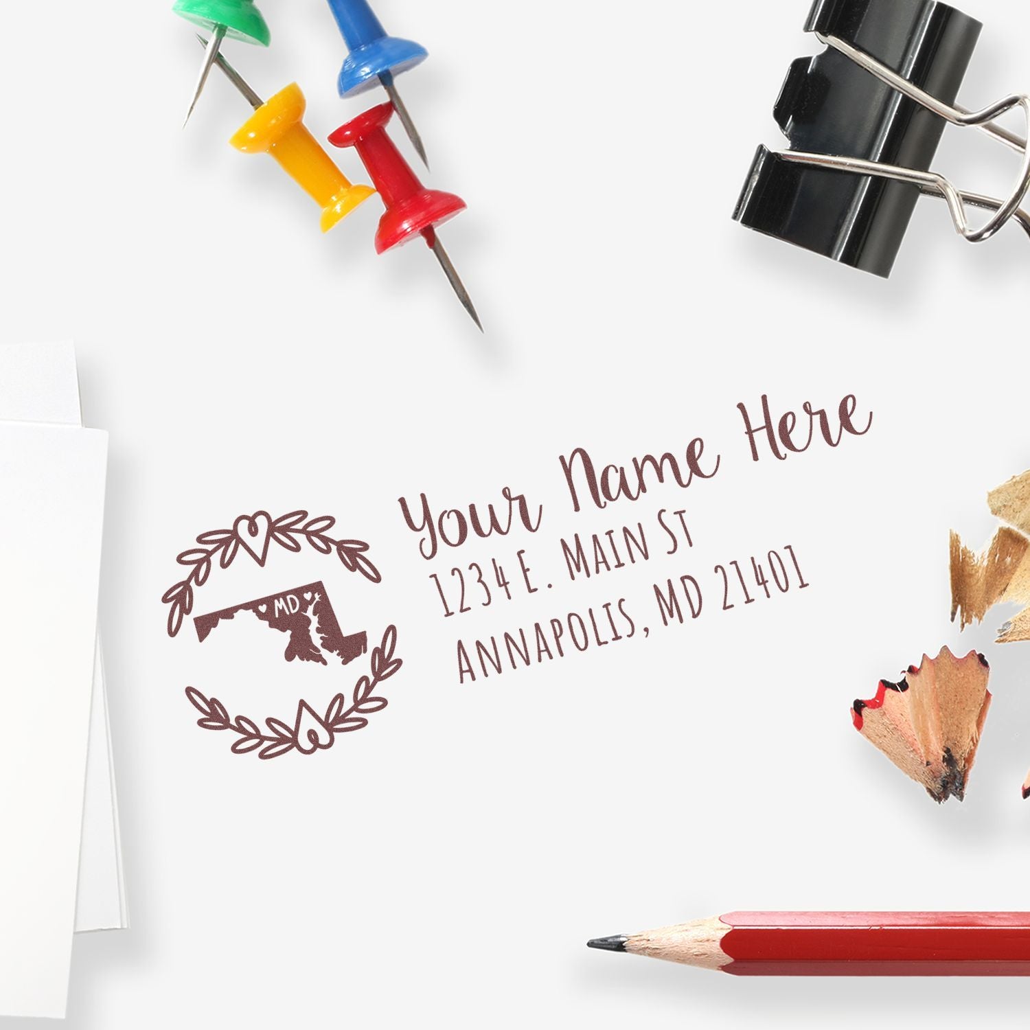 Slim Maryland Personalized Pre-Inked Address Stamp