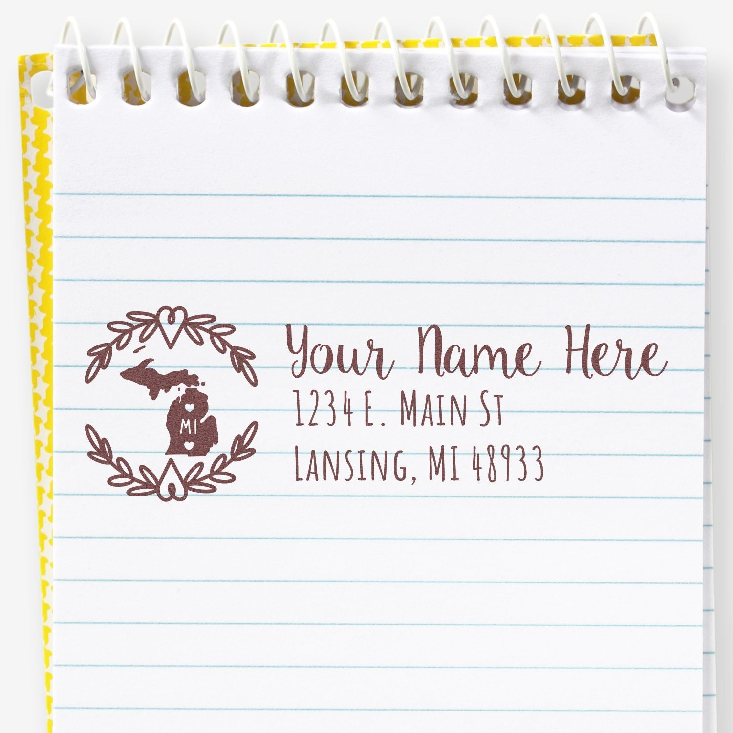 Slim Michigan Personalized Pre-Inked Address Stamp