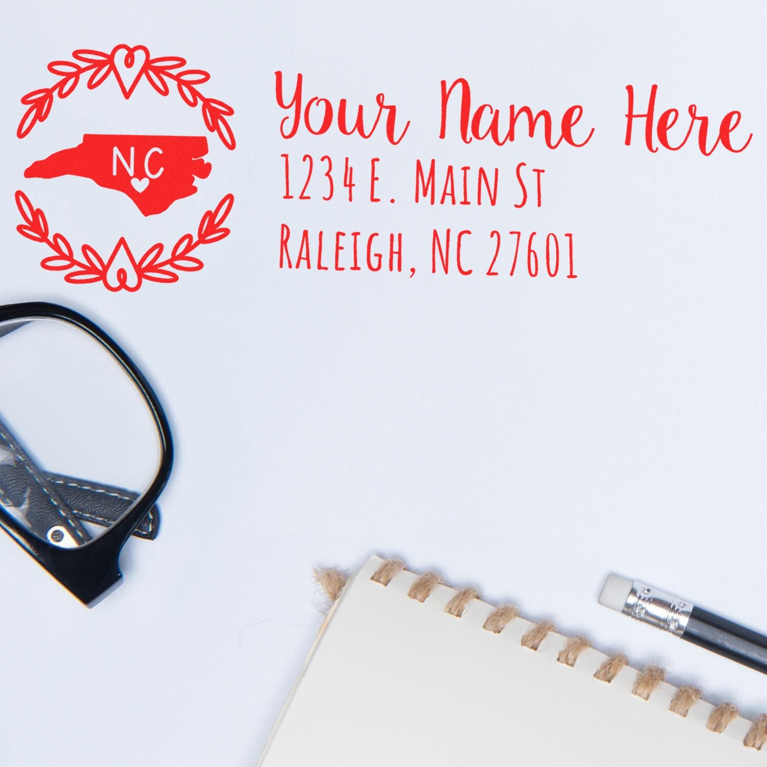 Slim North Carolina Personalized Pre-Inked Address Stamp