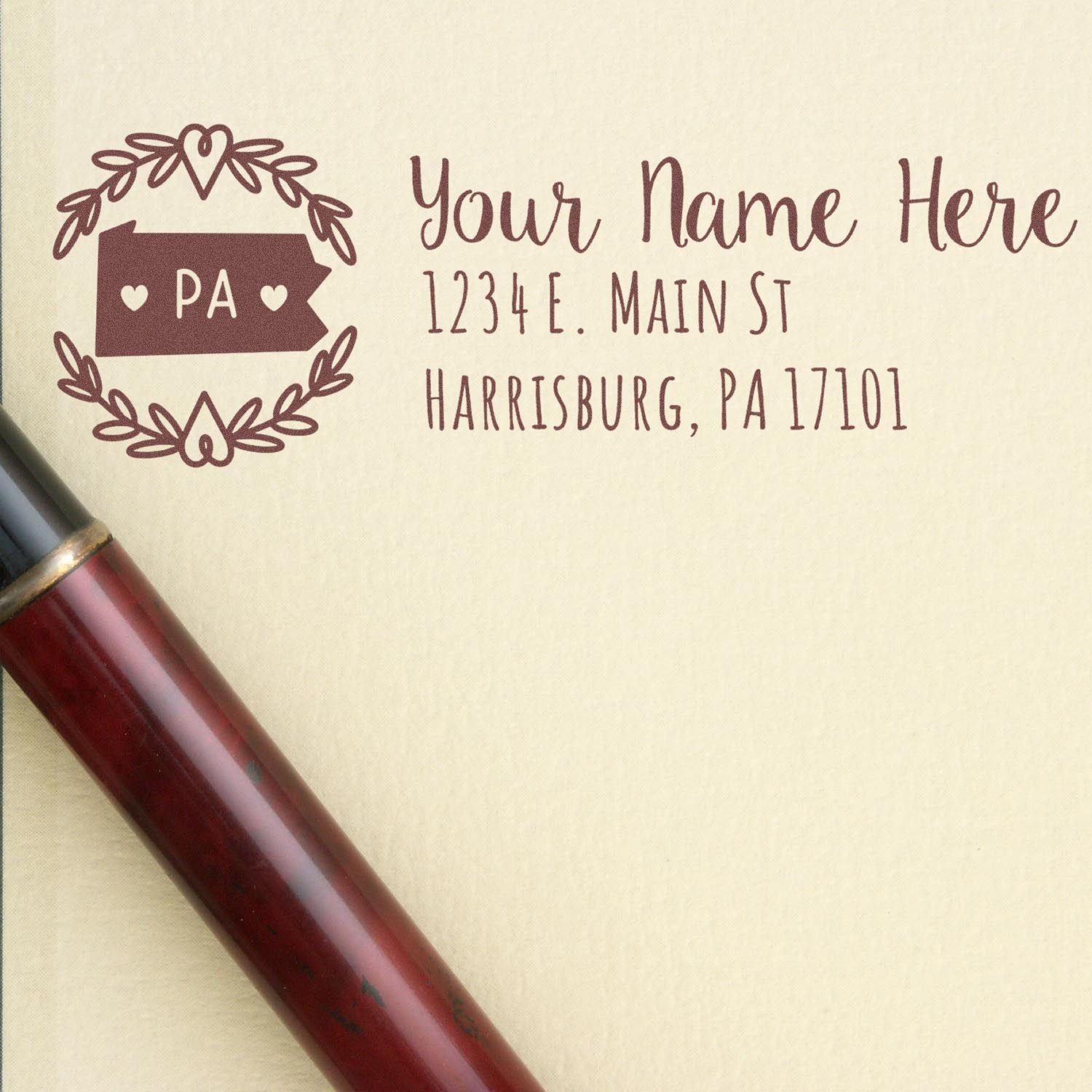 Slim Pennsylvania Personalized Pre-Inked Address Stamp