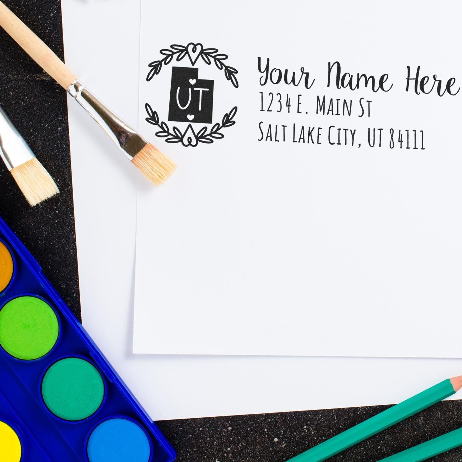 Slim Utah Personalized Pre-Inked Address Stamp