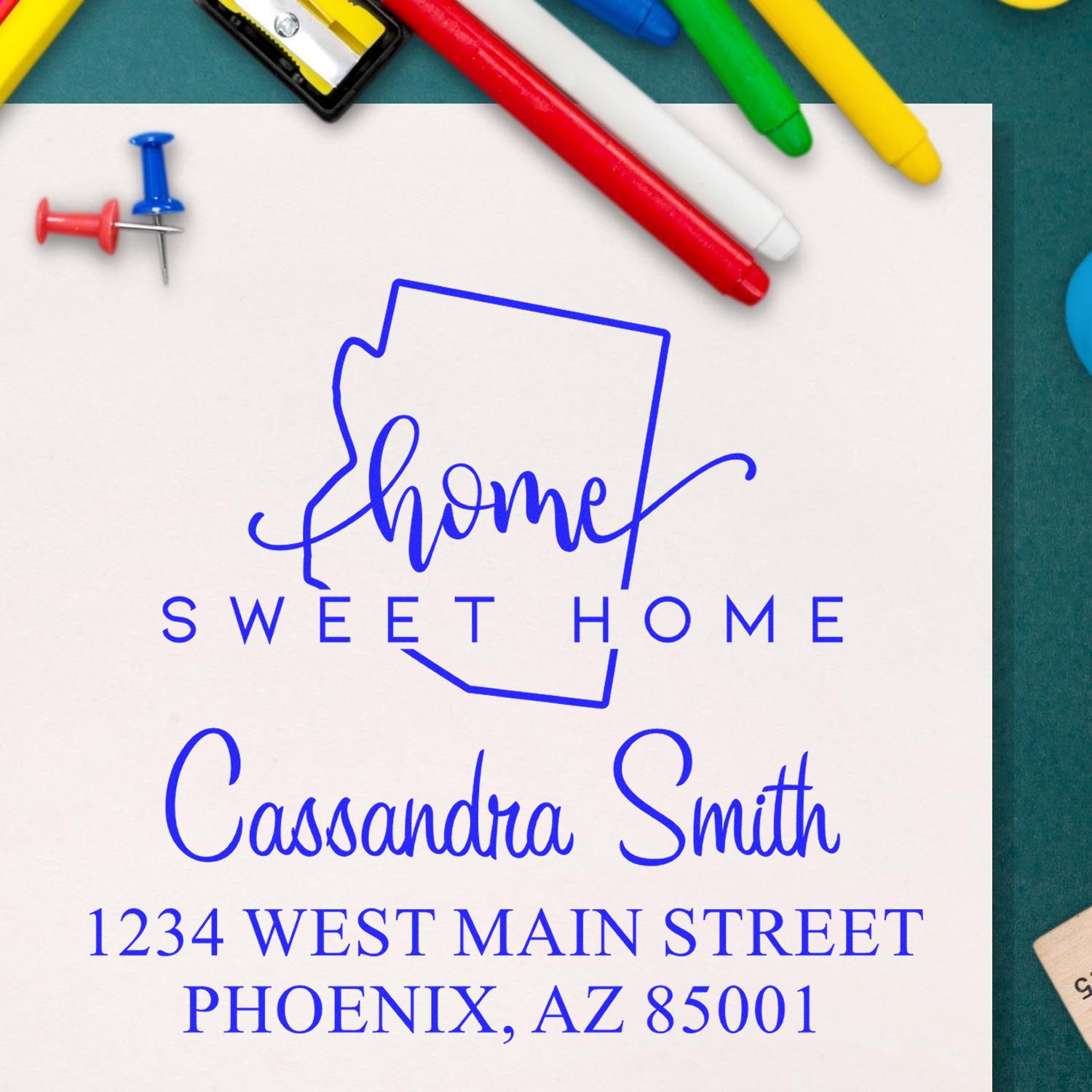 Self-Inking Home Sweet Home Arizona Personalized Mailing Stamper