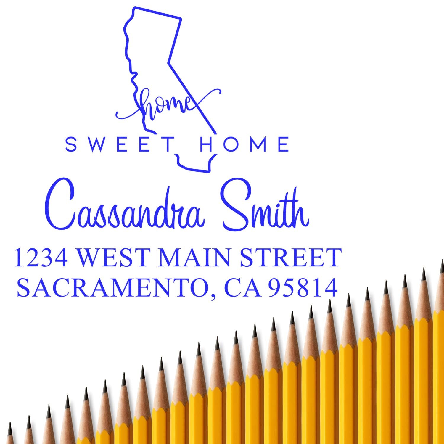 Wood Handle Home Sweet Home California Personalized Return Address Stamper