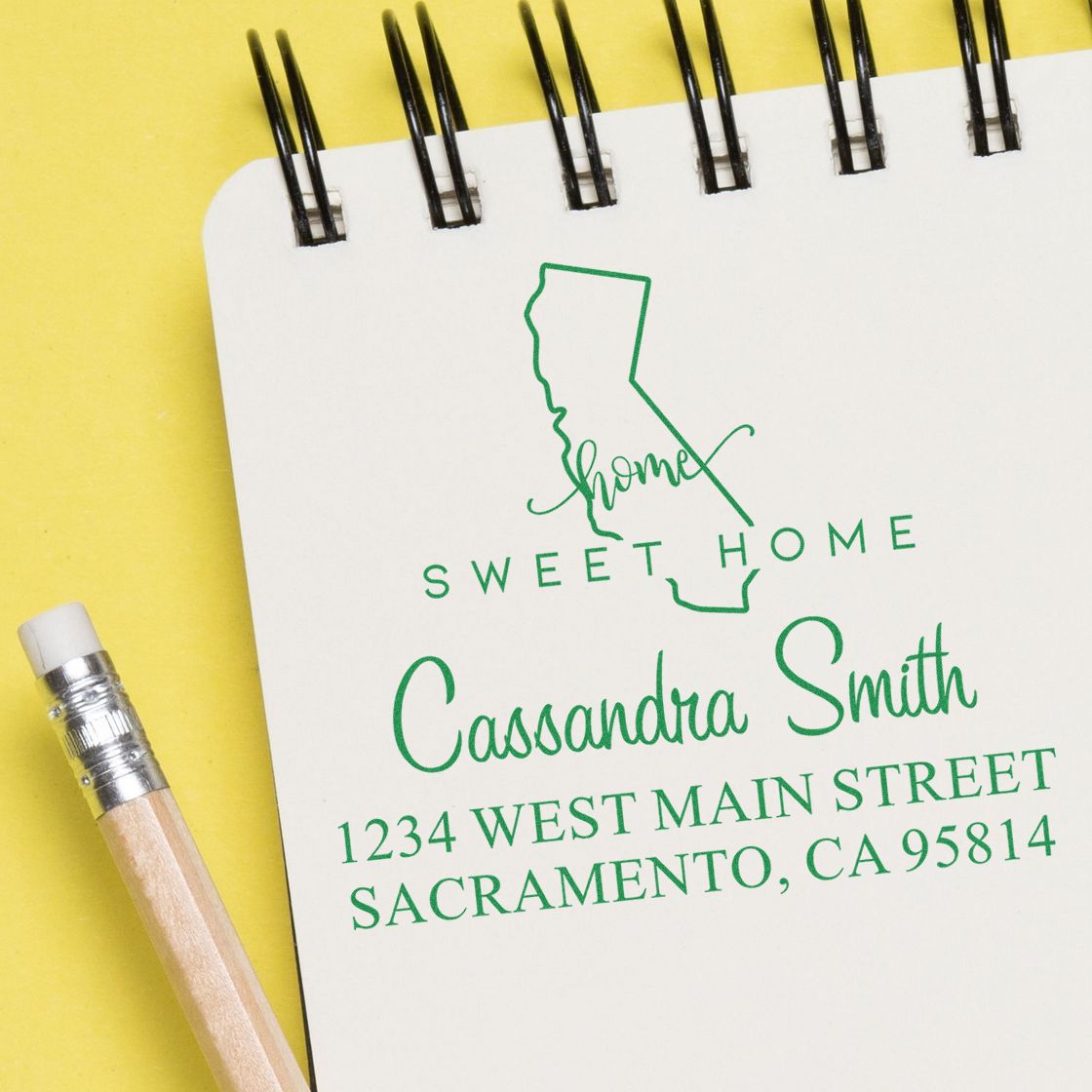 Self-Inking Home Sweet Home California Personalized Mail Stamp