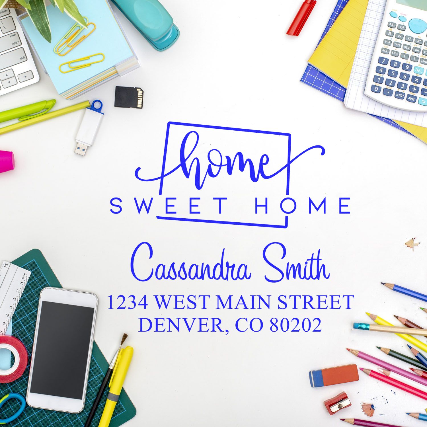 Self-Inking Home Sweet Home Colorado Personalized Mail Stamper