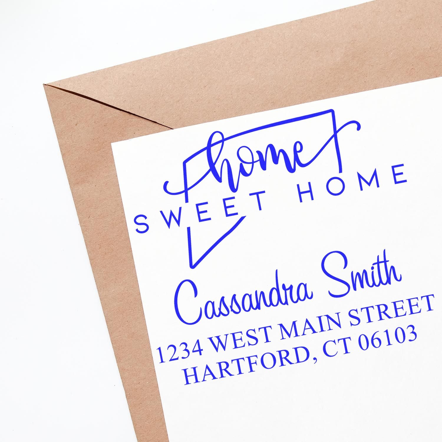 PSI Pre-Inked Home Sweet Home Connecticut Personalized Address Return Stamper