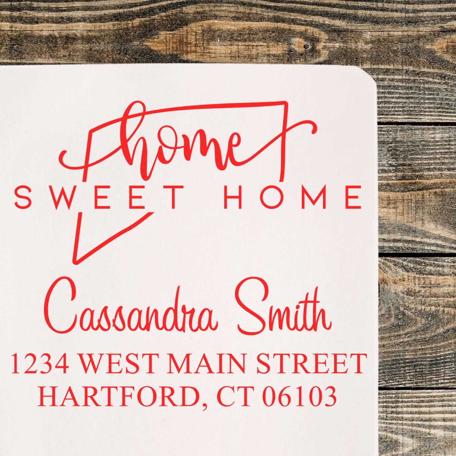 Slim Home Sweet Home Connecticut Personalized New Address Stamp