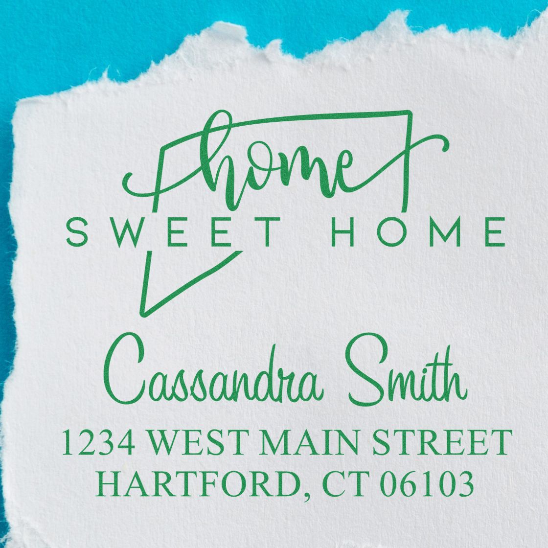 Wood Handle Home Sweet Home Connecticut Personalized Name and Address Stamp