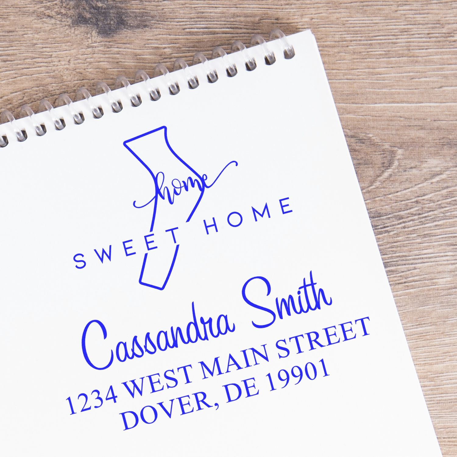 Slim Home Sweet Home Delaware Personalized New Address Stamper