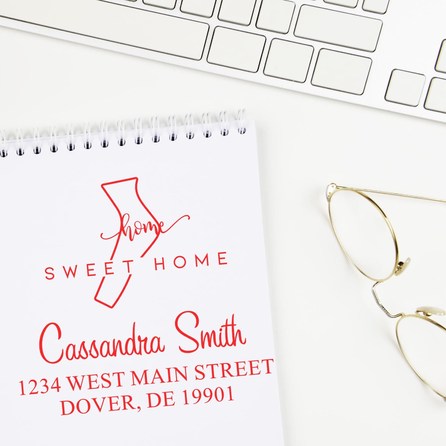 Slim Home Sweet Home Delaware Personalized New Address Stamper