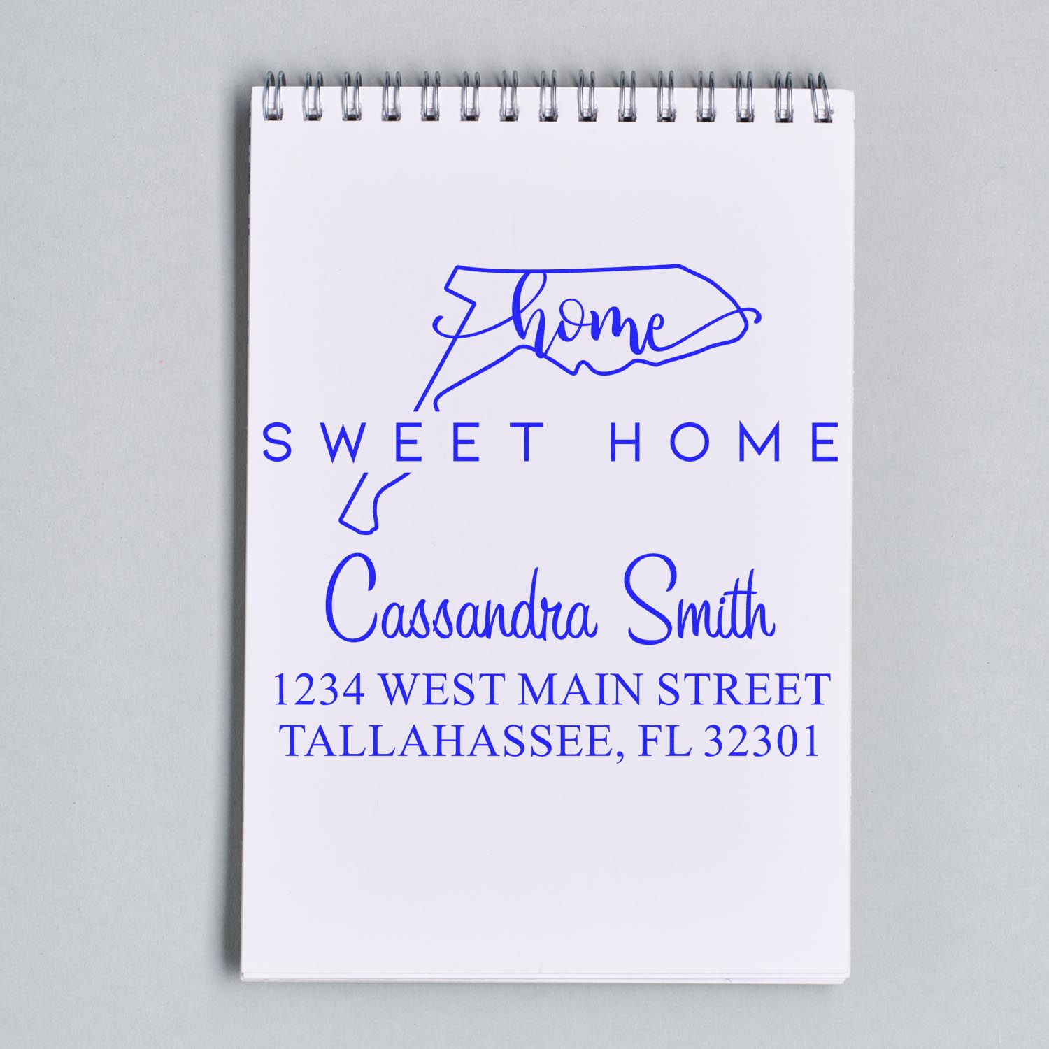 Wood Handle Home Sweet Home Florida Personalized Name and Address Rubber Stamp