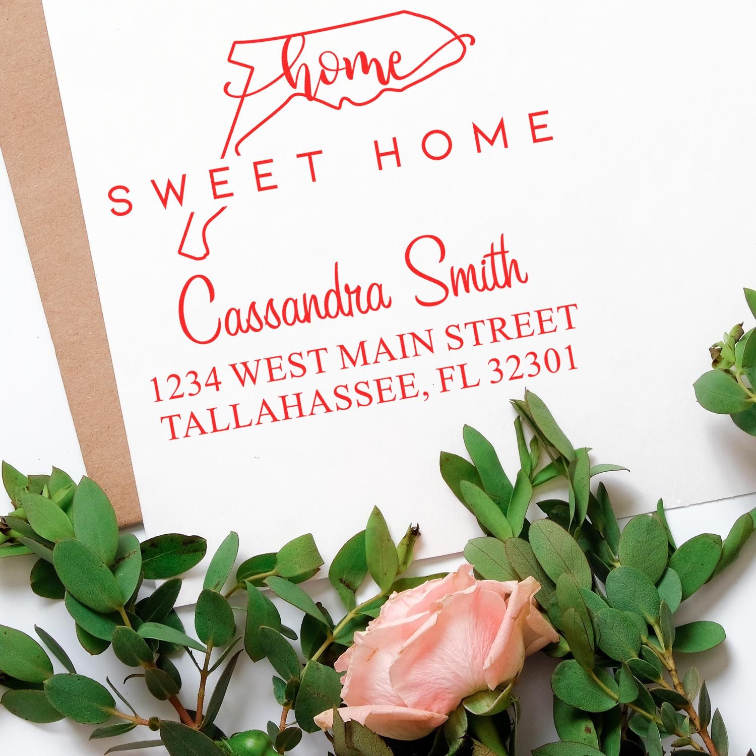 Self-Inking Home Sweet Home Florida Personalized Home Address Stamper