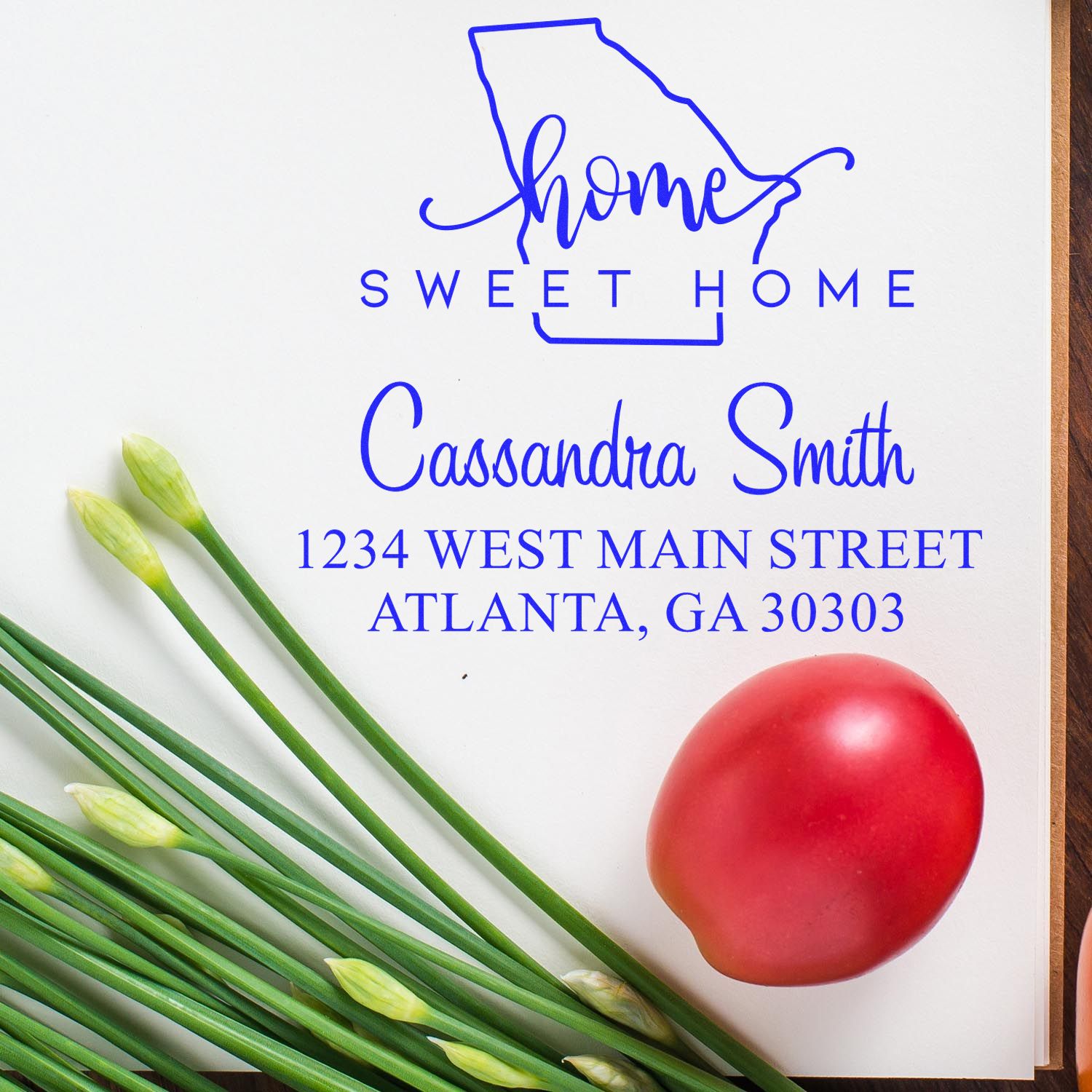 Slim Home Sweet Home Georgia Personalized Home Address for Envelopes Stamp