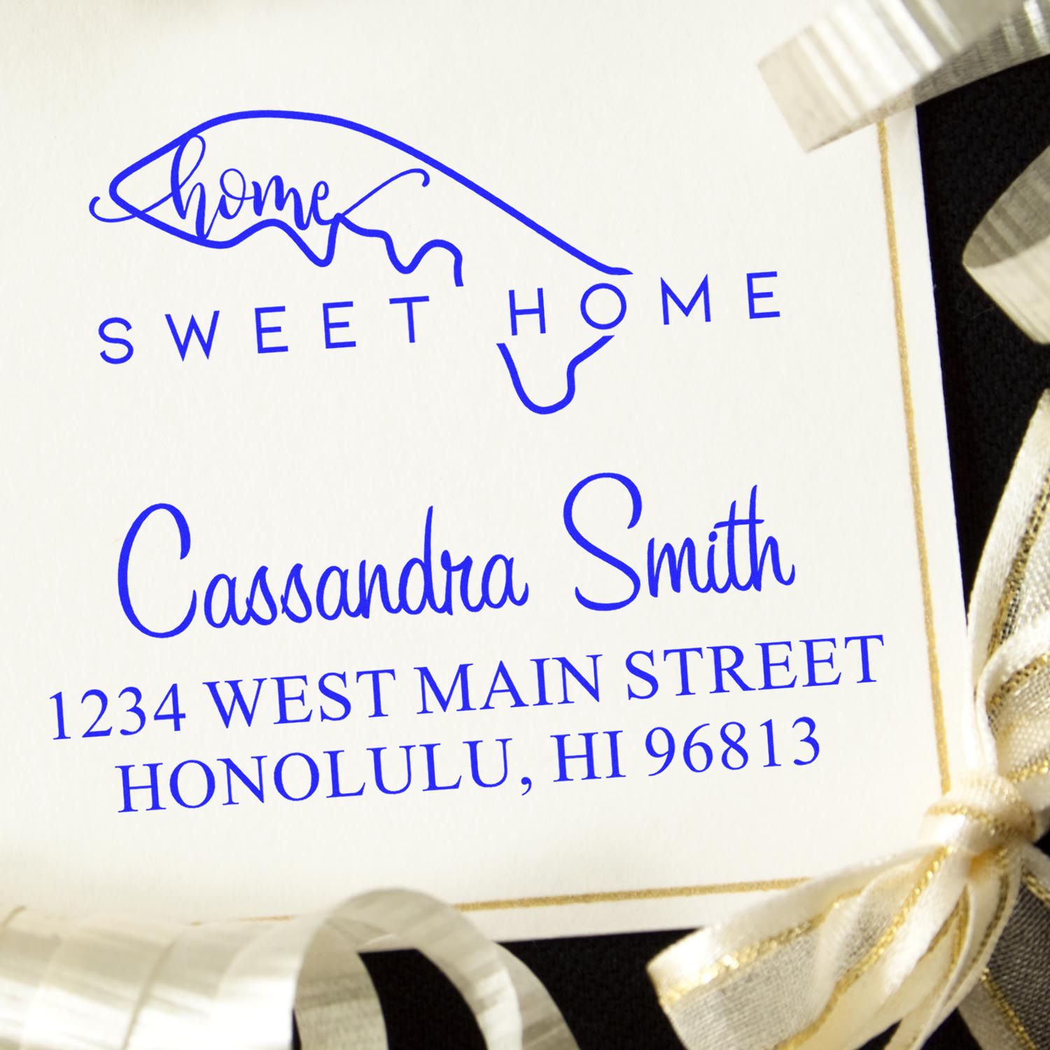 Self-Inking Home Sweet Home Hawaii Personalized New Home Address Stamp