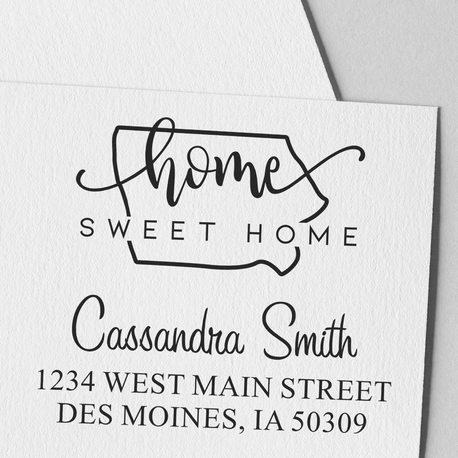 PSI Pre-Inked Home Sweet Home Iowa Personalized New Address Stamp