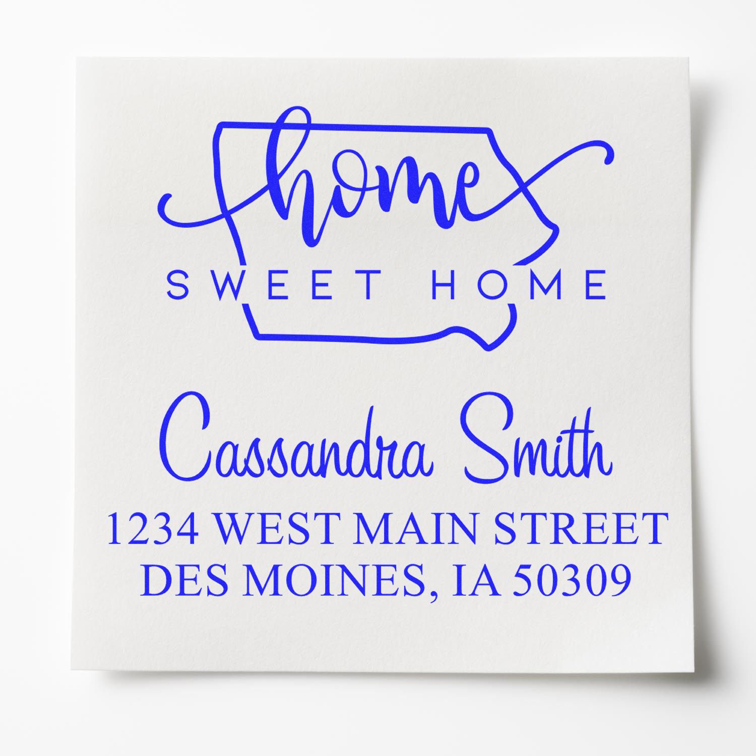 Wood Handle Home Sweet Home Iowa Personalized Mail Rubber Stamp